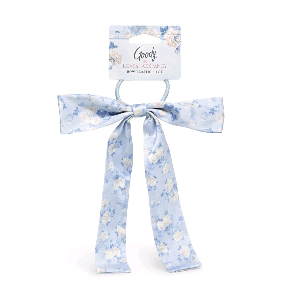 Goody LoveShackFancy Blue Floral Bow Elastic